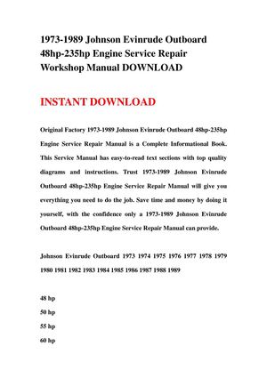 Johnson evinrude service manual free download